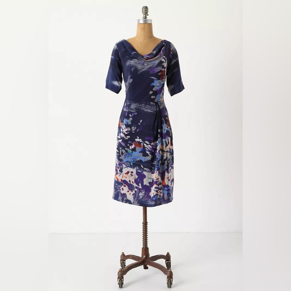 Anthropologie blue silk Japonica dress size 8